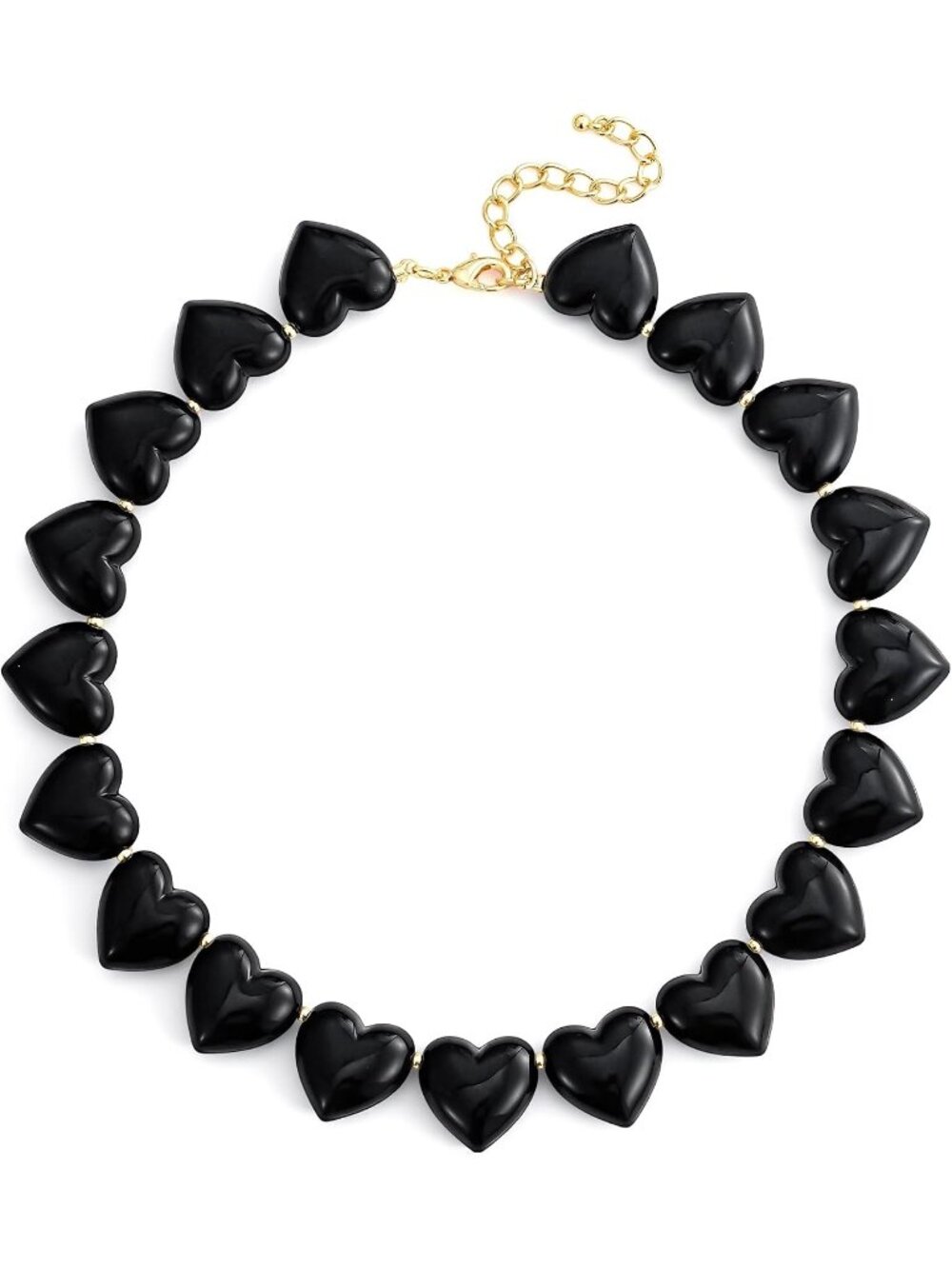 Women's Black Acrylic Chunky Heart Choker Necklace Trendy Statement Jewelry